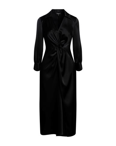 Theory Twist-front Satin Midi Dress In Black