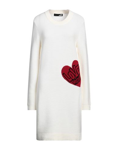Shop Love Moschino Woman Mini Dress Cream Size 10 Wool, Recycled Acrylic, Polyamide, Viscose, Cashmere In White