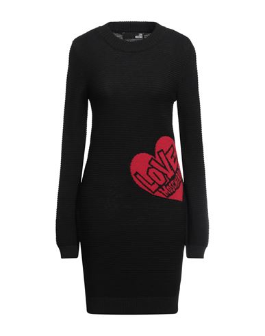Love Moschino Woman Mini Dress Black Size 4 Wool, Recycled Acrylic, Polyamide, Viscose, Cashmere
