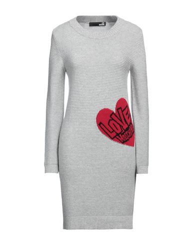Love Moschino Woman Short Dress Grey Size 6 Wool, Recycled Acrylic, Polyamide, Viscose, Cashmere