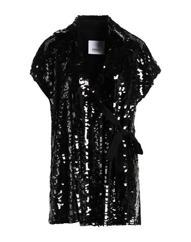 Erika Cavallini Woman Shirt Black Size 8 Polyester, Virgin Wool, Elastane