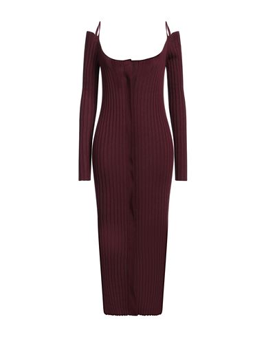 Shop Philosophy Di Lorenzo Serafini Woman Midi Dress Burgundy Size 8 Lyocell, Virgin Wool, Polyamide, Ela