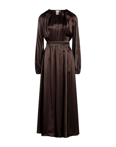 Crida Milano Woman Long Dress Cocoa Size 1 Silk In Brown