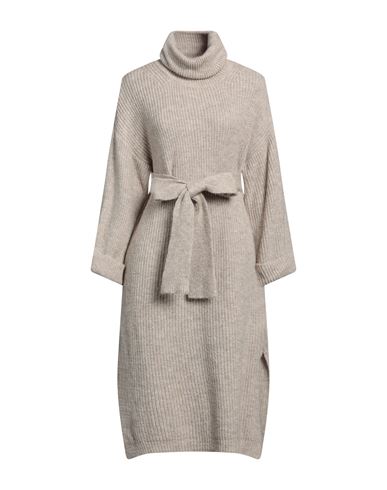 Angela Mele Milano Woman Midi Dress Khaki Size Onesize Acrylic, Polyamide, Viscose, Wool In Beige