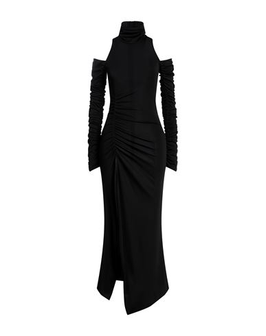 Dondup Woman Long Dress Black Size L Polyester, Elastane In Black