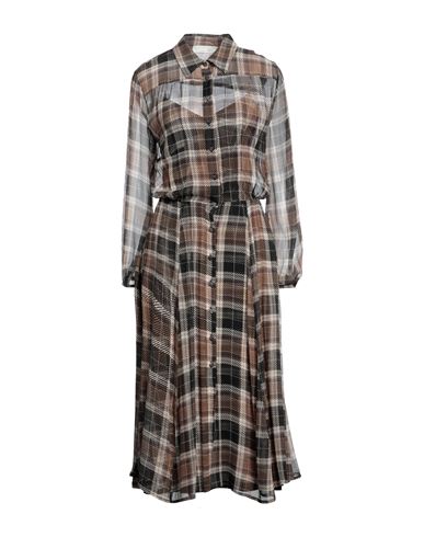 Alessia Zamattio Woman Midi Dress Khaki Size 10 Silk, Polyester, Elastane In Beige