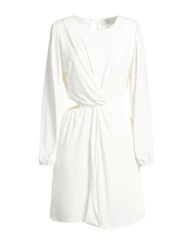 Soallure Woman Short Dress White Size 8 Polyester, Elastane