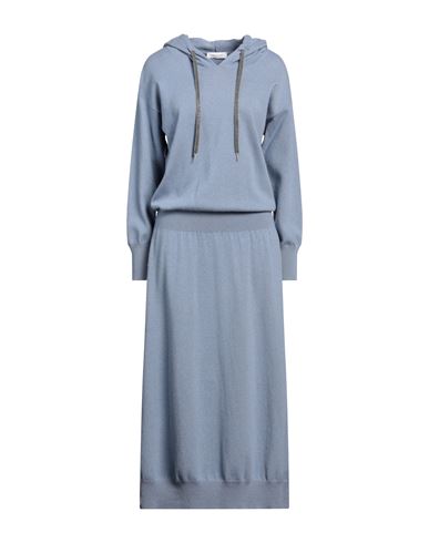 Fabiana Filippi Woman Maxi Dress Pastel Blue Size 10 Merino Wool, Silk, Cashmere