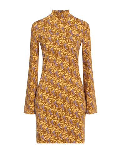 Maliparmi Malìparmi Woman Mini Dress Ocher Size 10 Viscose, Elastic Fibres In Yellow
