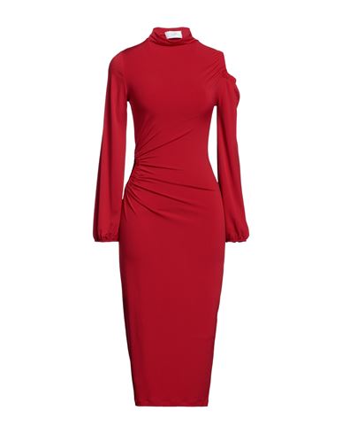Soallure Woman Midi Dress Red Size 10 Polyester, Elastane