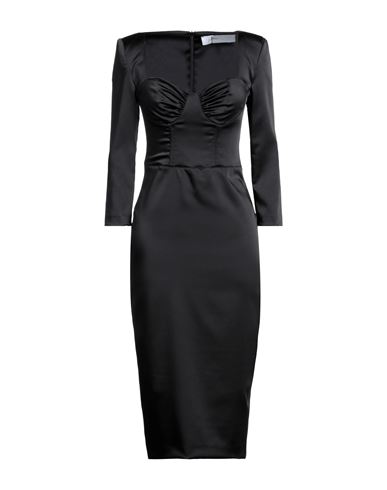 Soallure Woman Midi Dress Black Size 4 Polyester, Elastane