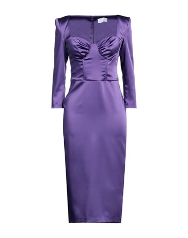Soallure Woman Midi Dress Purple Size 4 Polyester, Elastane