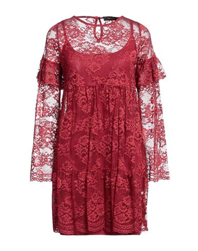 Markup Woman Short Dress Burgundy Size L Polyamide In Red