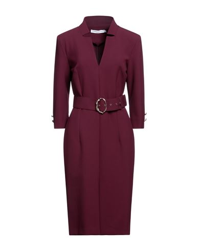 Simona Corsellini Woman Midi Dress Garnet Size 10 Polyester, Viscose, Cotton, Elastane In Red