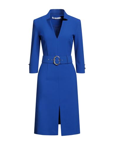 Simona Corsellini Woman Midi Dress Bright Blue Size 4 Polyester, Viscose, Cotton, Elastane