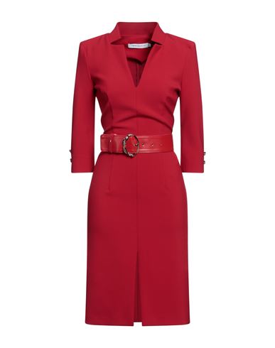 Simona Corsellini Woman Midi Dress Red Size 4 Polyester, Viscose, Cotton, Elastane