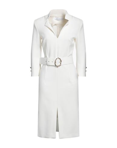 Simona Corsellini Woman Midi Dress White Size 6 Polyester, Viscose, Cotton, Elastane