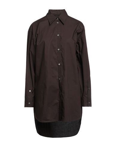 Mm6 Maison Margiela Woman Shirt Dark Brown Size 4 Cotton