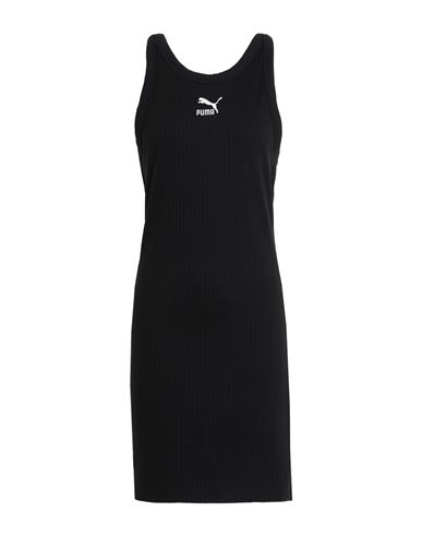 Puma Classics Ribbed Sleeveless Dress Woman Mini Dress Black Size L Polyester, Cotton, Elastane