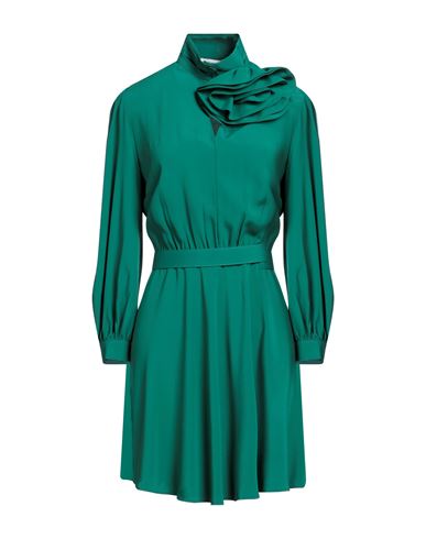 Simona Corsellini Woman Mini Dress Green Size 6 Acetate, Silk