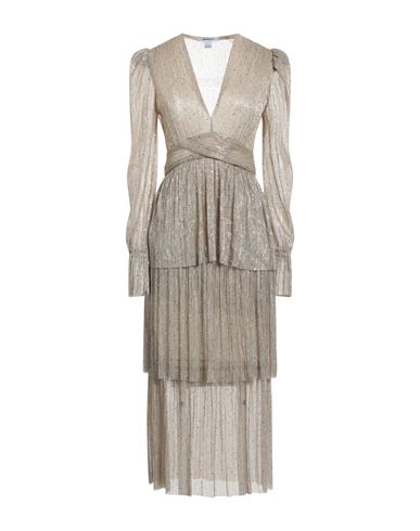 Sabina Musayev Sabina Musáyev Woman Midi Dress Beige Size M Polyester, Metallic Fiber