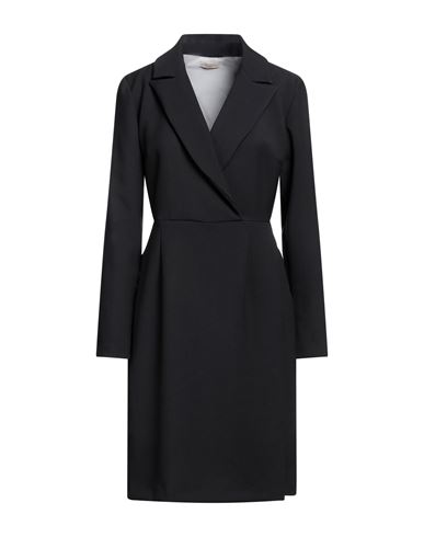 Camicettasnob Woman Midi Dress Navy Blue Size 10 Polyester, Rayon, Elastane In Black