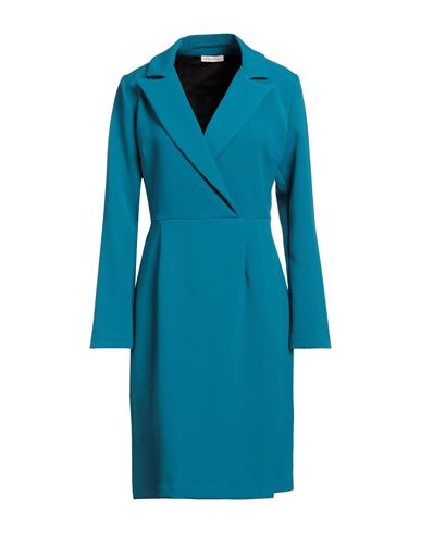Camicettasnob Woman Midi Dress Turquoise Size 6 Polyester, Rayon, Elastane In Blue