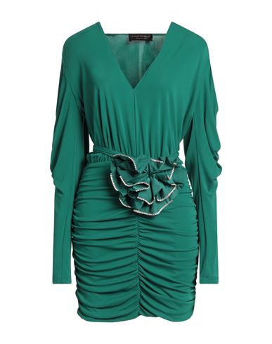 Simona Corsellini Woman Mini Dress Emerald Green Size 10 Viscose, Polyester
