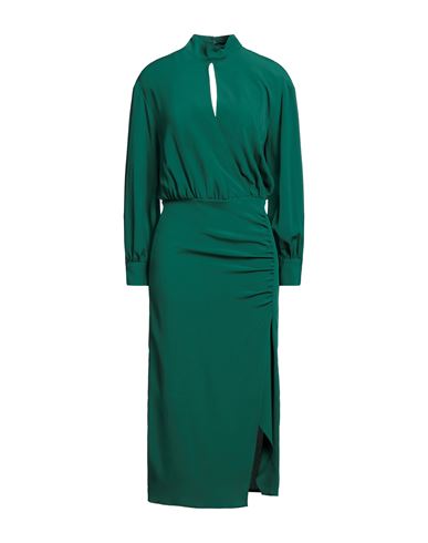Solotre Woman Midi Dress Dark Green Size 4 Acetate, Silk
