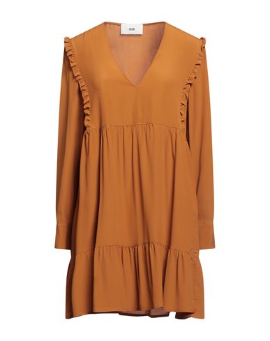 Solotre Woman Mini Dress Camel Size 4 Acetate, Silk In Beige