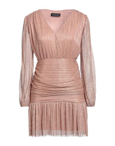 Vanessa Scott Woman Mini Dress Rose Gold Size M/l Polyester, Lurex In Pink