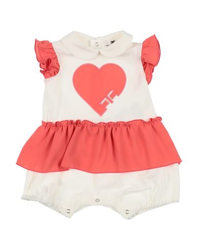Elisabetta Franchi Newborn Girl Baby Jumpsuits & Overalls White Size 1 Cotton, Elastane