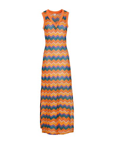 8 By Yoox Jersey V-neck Maxi Dress Woman Maxi Dress Orange Size S Polyester, Elastane