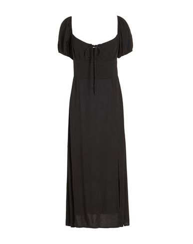 8 By Yoox Viscose Puff-sleeve Midi Dress Woman Midi Dress Black Size 12 Viscose