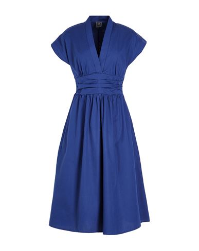 8 By Yoox Cotton V-neck Midi Dress Woman Midi Dress Navy Blue Size 12 Cotton