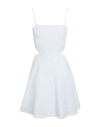 Topshop Woman Mini Dress White Size 10 Linen, Cotton