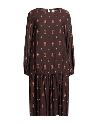 Vicario Cinque Woman Midi Dress Cocoa Size S Polyester, Viscose, Cotton In Brown