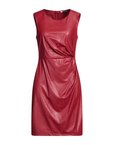 Biancoghiaccio Woman Mini Dress Brick Red Size 6 Polyurethane, Polyester