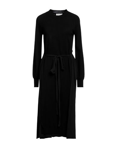 Meimeij Woman Midi Dress Black Size 4 Wool, Acetate, Silk