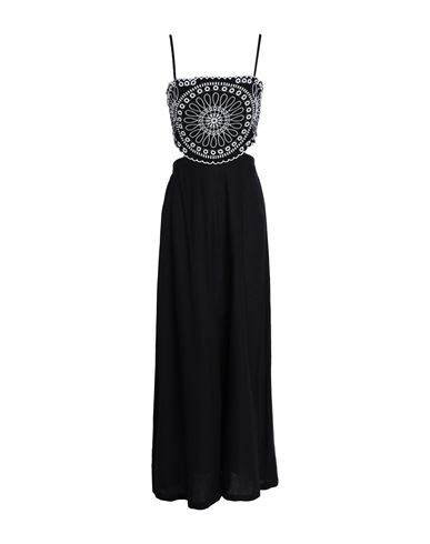 Shop Topshop Woman Maxi Dress Black Size 10 Linen, Cotton