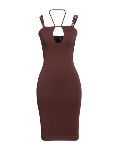 Andreädamo Cut-out Detail Midi Fitted Dress In Brown