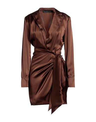 Federica Tosi Woman Mini Dress Brown Size 8 Acetate, Silk