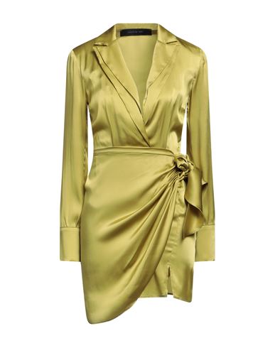 Federica Tosi Woman Mini Dress Acid Green Size 6 Acetate, Silk