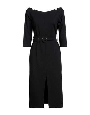 Meimeij Woman Midi Dress Black Size 2 Viscose, Polyamide, Elastane