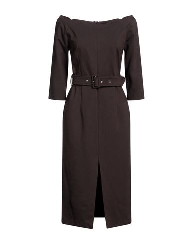 Meimeij Woman Midi Dress Dark Brown Size 8 Viscose, Polyamide, Elastane