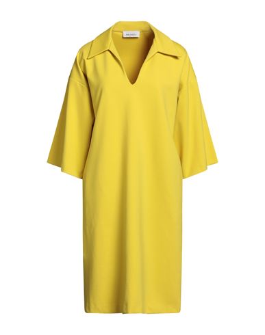 Meimeij Woman Midi Dress Yellow Size 10 Viscose, Polyamide, Elastane, Acetate