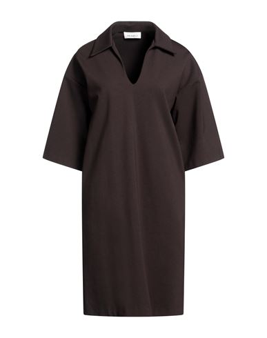 Meimeij Woman Midi Dress Dark Brown Size 6 Viscose, Polyamide, Elastane, Acetate