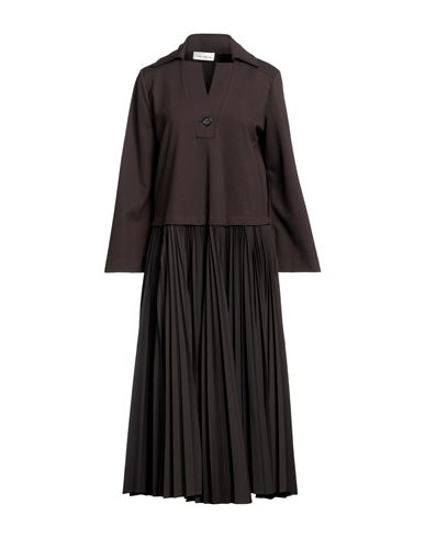 Meimeij Woman Midi Dress Dark Brown Size 2 Viscose, Polyamide, Elastane