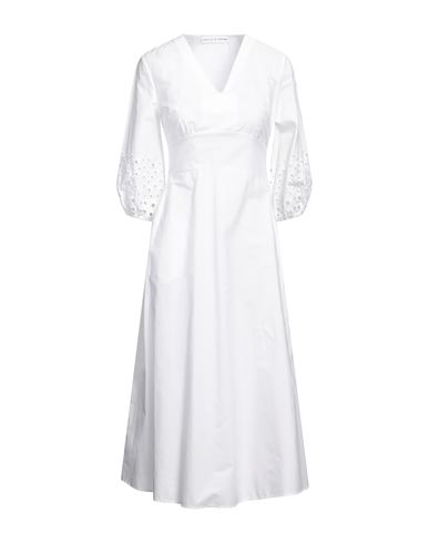 Skills & Genes Woman Midi Dress White Size 2 Cotton