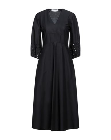Skills & Genes Woman Midi Dress Black Size 6 Cotton